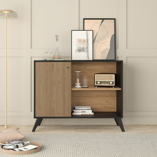 ΜΠΟΥΦΕΣ-ΚΟΝΣΟΛΑ ΜΕΛΑΜΙΝΗΣ KRUDEN ΜΑΥΡΟ-ΦΥΣΙΚΟ 100x40x78.5Υεκ.