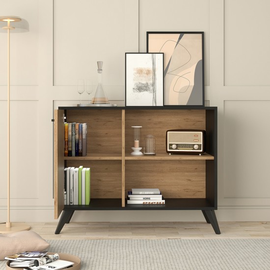 ΜΠΟΥΦΕΣ-ΚΟΝΣΟΛΑ ΜΕΛΑΜΙΝΗΣ KRUDEN ΜΑΥΡΟ-ΦΥΣΙΚΟ 100x40x78.5Υεκ.