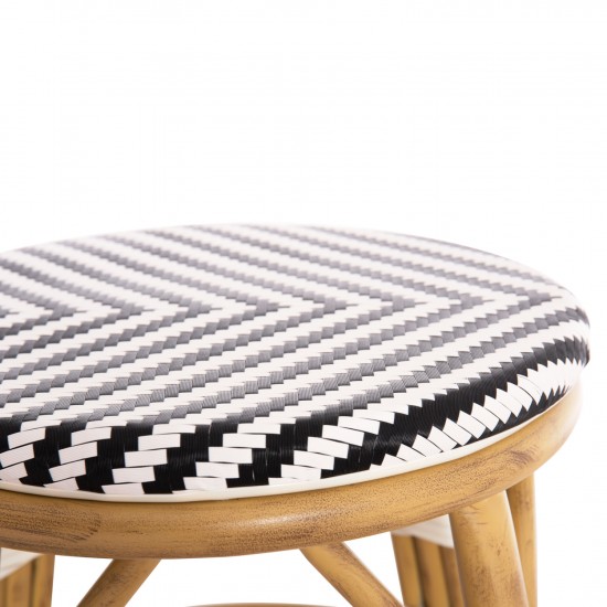 ΣΚΑΜΠΟ ΑΛΟΥΜΙΝΙΟΥ CHINO BAMBOO LOOK-TEXTILENE ΛΕΥΚΟ-ΜΑΥΡΟ Φ36x46Υεκ.