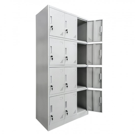 ΦΟΡΙΑΜΟΣ ΜΕΤΑΛΛΙΚΟΣ BEXLEY ΜΕ 12 ΝΤΟΥΛΑΠΑΚΙΑ ΜΕ ΚΛΕΙΔΙ ΓΚΡΙ 90x45x185Υεκ