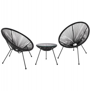 ΣΕΤ ΕΞΩΤΕΡΙΚΟΥ ΧΩΡΟΥ 3ΤΜΧ ACAPULCO TWISTED WICKER-ΜΕΤΑΛΛΟ ΣΕ ΜΑΥΡΟ