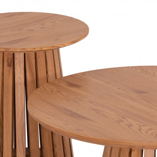 ΣΕΤ 2ΤΜΧ ΤΡΑΠΕΖΙΑ ΣΑΛΟΝΙΟΥ TALBERT MDF ΦΥΣΙΚΟ ΞΥΛΟΥ Φ80εκ & Φ45εκ