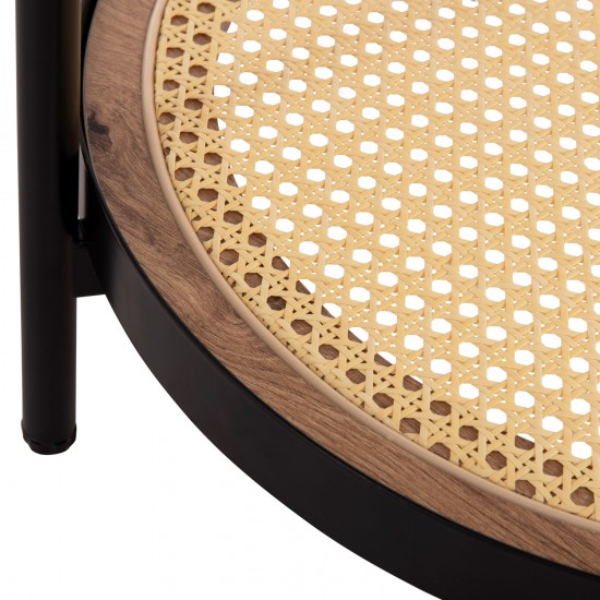 ΣΕΤ 2ΤΜΧ ΤΡΑΠΕΖΙΑ ΣΑΛΟΝΙΟΥ SEITZ ΜΕΤΑΛΛΟ-ΣΥΝΘΕΤΙΚΟ RATTAN Φ80εκ & Φ50εκ