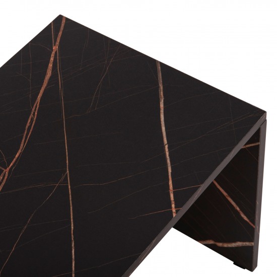 ΤΡΑΠΕΖΙ ΣΑΛΟΝΙΟΥ ΣΕΤ 3ΤΜΧ BENTIL ΜΕΛΑΜΙΝΗ ΚΑΡΥΔΙ-ΜΑΥΡΟ ΜΑΡΜΑΡΟ 65x35x45Υεκ