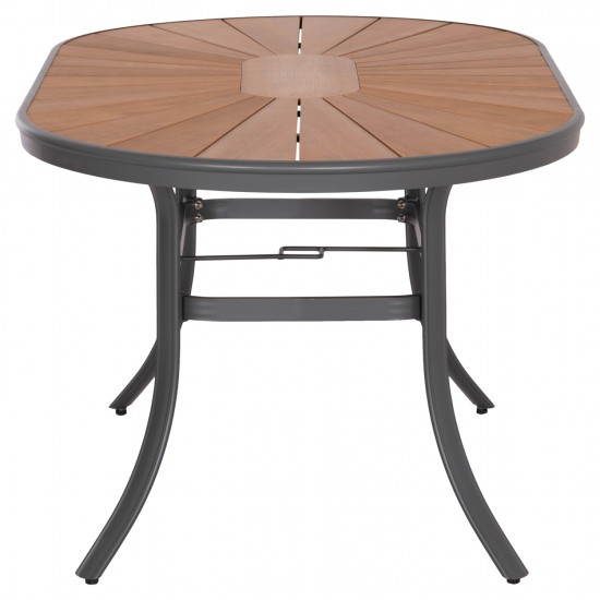 ΤΡΑΠΕΖΙ ΟΒΑΛ ΕΞ.ΧΩΡΟΥ TELAMO ΑΛΟΥΜΙΝΙΟ ΑΝΘΡΑΚΙ-POLYWOOD ΦΥΣΙΚΟ 160x90x73,5Υεκ