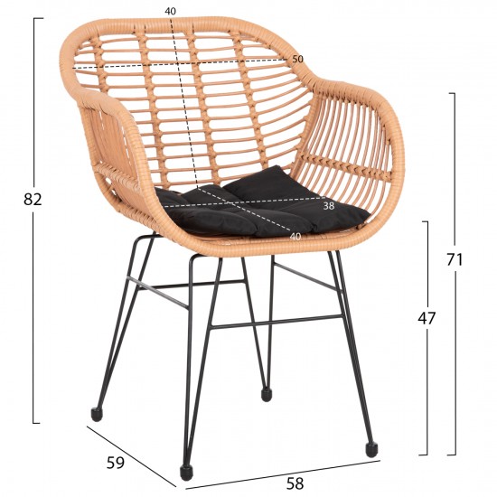 ΣΕΤ ΣΑΛΟΝΙ ΕΞΩΤΕΡΙΚΟΥ ΧΩΡΟΥ 4ΤΜΧ ALLEGRA WICKER-ΜΕΤΑΛΛΟ