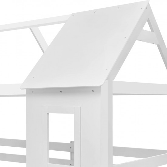 ΠΑΙΔΙΚΗ ΚΟΥΚΕΤΑ ΣΠΙΤΑΚΙ HOOD ΞΥΛΟ ΠΕΥΚΟΥ ΣΕ ΛΕΥΚΟ-ΣΤΡΩΜΑΤΑ 190x90εκ