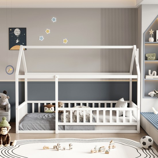 ΚΡΕΒΑΤΙ ΠΑΙΔΙΚΟ ΜΕ ΚΑΓΚΕΛΟ HOUSER τ.MONTESSORI ΞΥΛΟ ΠΕΥΚΟ ΛΕΥΚΟ-190x90εκ