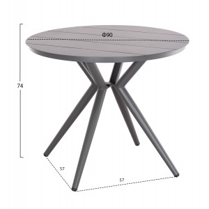 ΤΡΑΠΕΖΙ ΣΤΡΟΓΓΥΛΟ ΑΛΟΥΜΙΝΙΟΥ HIGER ΓΚΡΙ Φ90x74Yεκ.