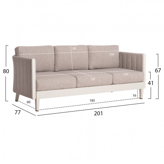 ΣΕΤ ΣΑΛΟΝΙ ΕΞΩΤΕΡΙΚΟΥ ΧΩΡΟΥ 4ΤΜΧ LARRY ΑΛΟΥΜΙΝΙΟ ΣΑΜΠΑΝΙ- P.E.ΥΦΑΣΜΑ