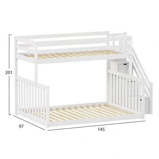 ΠΑΙΔΙΚH ΚΟΥΚΕΤΑ BEAMER ΞΥΛΟ ΠΕΥΚΟΥ ΣΕ ΛΕΥΚΟ-ΣΤΡΩΜΑΤΑ 90-140x190εκ