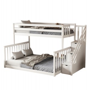 ΠΑΙΔΙΚH ΚΟΥΚΕΤΑ BEAMER ΞΥΛΟ ΠΕΥΚΟΥ ΣΕ ΛΕΥΚΟ-ΣΤΡΩΜΑΤΑ 90-140x190εκ