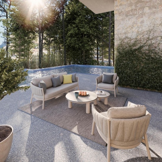 ΣΕΤ ΣΑΛΟΝΙ ΕΞ.ΧΩΡΟΥ 5ΤΜΧ SHANKS ΚΡΕΜ ΑΛΟΥΜΙΝΙΟ-ΜΠΕΖ OLEFIN-3D PRINT ΓΥΑΛΙ