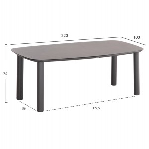 ΤΡΑΠΕΖΙ DOSUN ΓΚΡΙ ΑΛΟΥΜΙΝΙΟ-3D PRINT ΓΥΑΛΙ-ΚΕΡΑΜΙΚΟ LOOK 220x100x75Υεκ