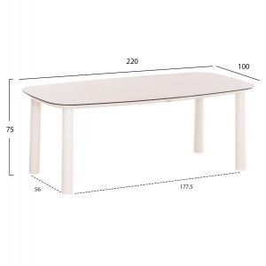 ΤΡΑΠΕΖΙ DOSUN ΚΡΕΜ ΑΛΟΥΜΙΝΙΟ-3D PRINT ΓΥΑΛΙ ΚΕΡΑΜΙΚΟ LOOK 220x100x75Υεκ