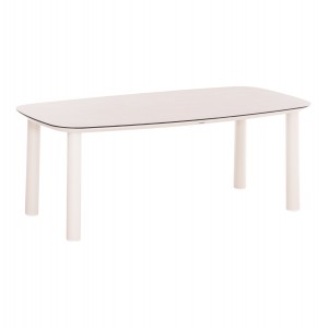 ΤΡΑΠΕΖΙ DOSUN ΚΡΕΜ ΑΛΟΥΜΙΝΙΟ-3D PRINT ΓΥΑΛΙ ΚΕΡΑΜΙΚΟ LOOK 220x100x75Υεκ