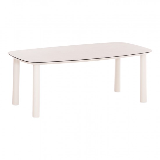 ΤΡΑΠΕΖΙ DOSUN ΚΡΕΜ ΑΛΟΥΜΙΝΙΟ-3D PRINT ΓΥΑΛΙ ΚΕΡΑΜΙΚΟ LOOK 220x100x75Υεκ