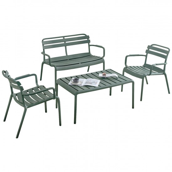 ΣΕΤ ΣΑΛΟΝΙ ΕΞΩΤΕΡΙΚΟΥ ΧΩΡΟΥ 4ΤΜΧ KORVER ΠΟΛΥΠΡΟΠΥΛΕΝΙΟ DARK OLIVE GREEN