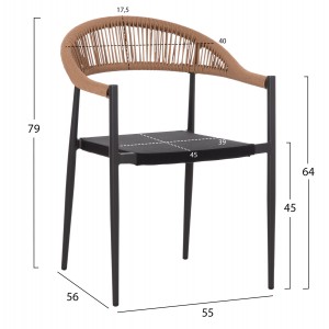 ΠΟΛΥΘΡΟΝΑ BERG ΑΛΟΥΜΙΝΙΟ & TEXTILENE ΣΚΟΥΡΟ ΓΚΡΙ--P.E.TWISTED RATTAN 55x56x79Υεκ