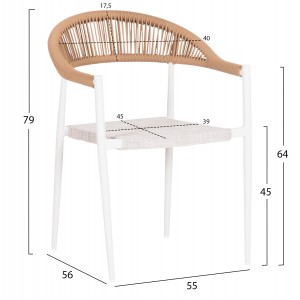 ΠΟΛΥΘΡΟΝΑ BERG ΑΛΟΥΜΙΝΙΟ & TEXTILENE ΛΕΥΚΟ--P.E.TWISTED RATTAN 55x56x79Υεκ