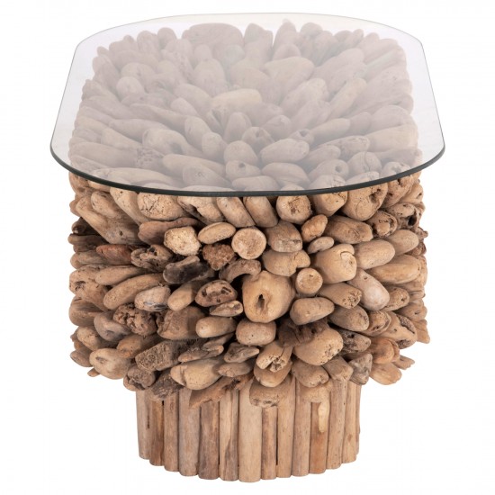 ΤΡΑΠΕΖΙ ΣΑΛΟΝΙΟΥ ΟΒΑΛ SPARROW DRIFTWOOD--ΓΥΑΛΙ 106x55,5x50,5Υεκ.