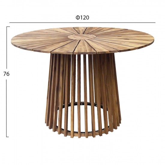 ΤΡΑΠΕΖΙ ΤΡΑΠΕΖΑΡΙΑΣ ΕΞ.ΧΩΡΟΥ CRISTOBAL ΞΥΛΟ ΑΚΑΚΙΑΣ-ΜΕΤΑΛΛΟ Φ120x76Υεκ