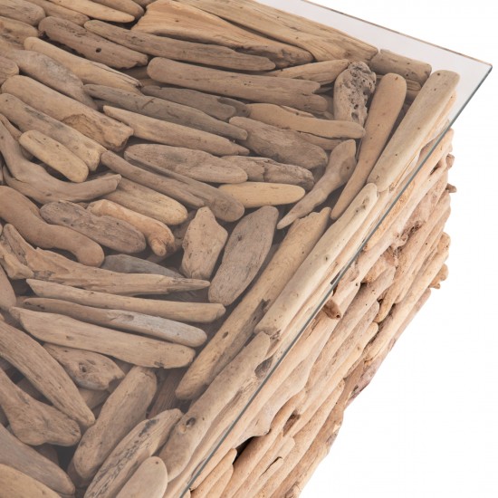 ΤΡΑΠΕΖΙ ΣΑΛΟΝΙΟΥ ΤΕΤΡΑΓΩΝΟ SPARROW DRIFTWOOD--ΓΥΑΛΙ 95x95x51,5Υεκ.