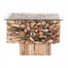 ΤΡΑΠΕΖΙ ΣΑΛΟΝΙΟΥ ΤΕΤΡΑΓΩΝΟ SPARROW DRIFTWOOD--ΓΥΑΛΙ 75x75x51Υεκ.