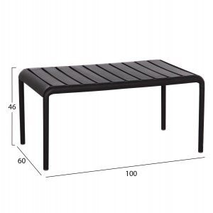 ΤΡΑΠΕΖΙ ΕΞΩΤΕΡΙΚΟΥ ΧΩΡΟΥ ΧΑΜΗΛΟ KORVER ΠΟΛΥΠΡΟΠΥΛΕΝΙΟ ΜΑΥΡΟ 100x60x46Υεκ