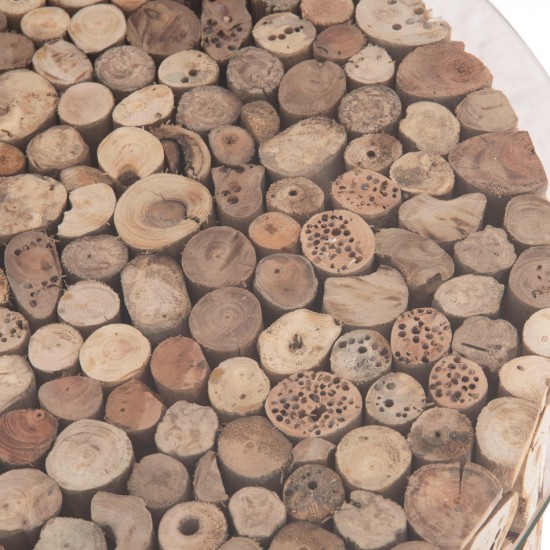 ΤΡΑΠΕΖΙ ΣΑΛΟΝΙΟΥ ΣΤΡΟΓΓΥΛΟ SPARROW DRIFTWOOD--ΓΥΑΛΙ Φ65x51,5Υεκ.