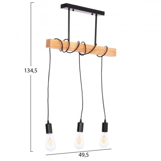 ΦΩΤΙΣΤΙΚΟ ΟΡΟΦΗΣ 3-ΦΩΤΟ VOLKS ΜΕΤΑΛΛΟ-ΞΥΛΟ 49,5x5x134,5Υεκ.