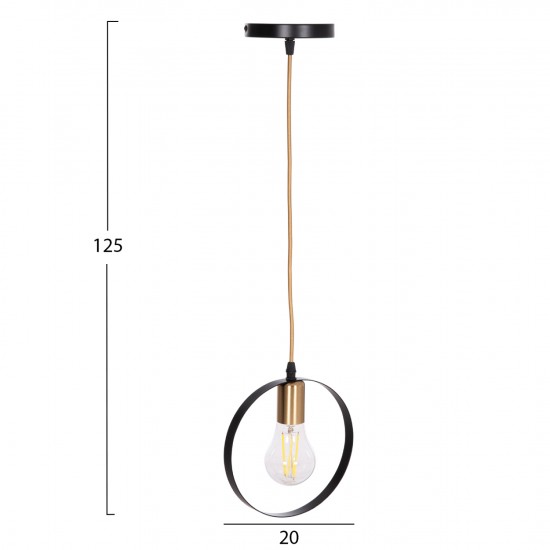ΦΩΤΙΣΤΙΚΟ ΟΡΟΦΗΣ ΚΡΕΜΑΣΤΟ KRENT ΜΑΥΡΟ-ΧΡΥΣΟ 20x4x125Υεκ.