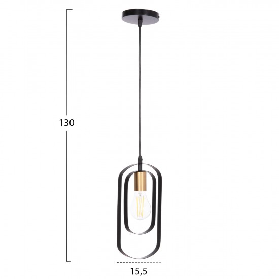 ΦΩΤΙΣΤΙΚΟ ΟΡΟΦΗΣ ΚΡΕΜΑΣΤΟ BIUT ΜΑΥΡΟ ΜΕΤΑΛΛΟ-ΧΡΥΣΟ ΝΤΟΥΙ 15,5x4x130Υεκ.