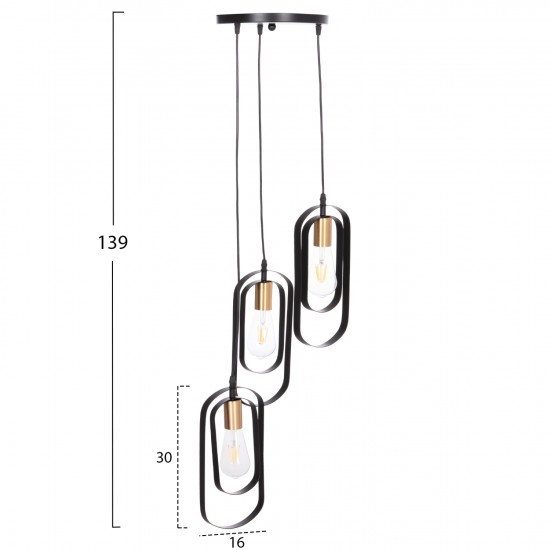 ΦΩΤΙΣΤΙΚΟ ΟΡΟΦΗΣ ΚΡΕΜΑΣΤΟ BIUT ΜΑΥΡΟ ΜΕΤΑΛΛΟ-ΧΡΥΣΟ ΝΤΟΥΙ Φ23x139Υεκ.
