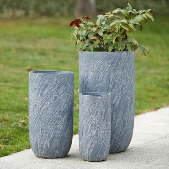 ΣΕΤ 3ΤΜΧ ΓΛΑΣΤΡΕΣ ΚΥΛΙΝΔΡΟΙ ΣΕΙΡΑ GARDENER FIBERCLAY-ΧΡΩΜΑ CEMENT Φ44x78.5Υεκ