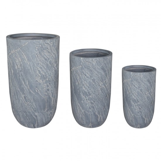 ΣΕΤ 3ΤΜΧ ΓΛΑΣΤΡΕΣ ΚΥΛΙΝΔΡΟΙ ΣΕΙΡΑ GARDENER FIBERCLAY-ΧΡΩΜΑ CEMENT Φ44x78.5Υεκ