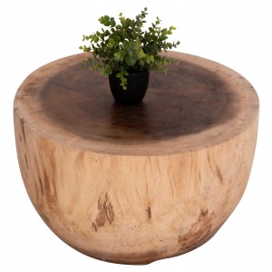 ΤΡΑΠΕΖΙ ΣΑΛΟΝΙΟΥ ΣΤΡΟΓΓΥΛΟ POMPU ΜΑΣΙΦ ΞΥΛΟ SUAR ΣΕ ΦΥΣΙΚΟ Φ60x35Υεκ.