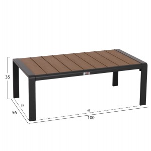 ΤΡΑΠΕΖΑΚΙ ΞΑΠΛΩΣΤΡΑΣ BENTRY ΑΛΟΥΜΙΝΙΟ ΣΚΟΥΡΟ ΓΚΡΙ-POLYWOOD 100x56x35Υεκ.