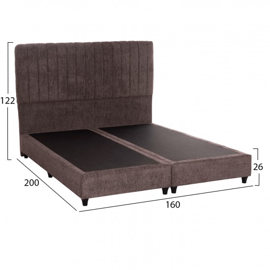 ΚΡEΒΑΤΙ ΔΙΠΛΟ HILDA ΥΦΑΣΜΑ ΜΠΟΥΚΛΕ ΚΑΦΕ ΓΙΑ ΣΤΡΩΜΑ 160x200εκ.