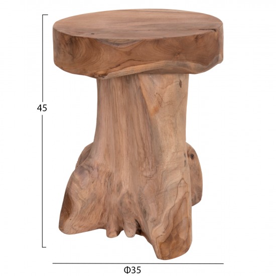 ΒΟΗΘΗΤΙΚΟ ΤΡΑΠΕΖΑΚΙ LOGG ΜΑΣΙΦ ΞΥΛΟ ΤEAK ΦΥΣΙΚΟ Φ35X45Yεκ.