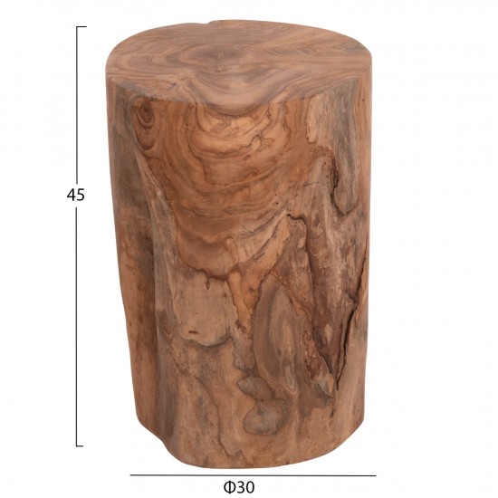 ΒΟΗΘΗΤΙΚΟ ΤΡΑΠΕΖΑΚΙ/ΣΚΑΜΠΟ TRONCO ΞΥΛΟ TEAK--ΦΥΣΙΚΟ Φ30x45Υεκ.