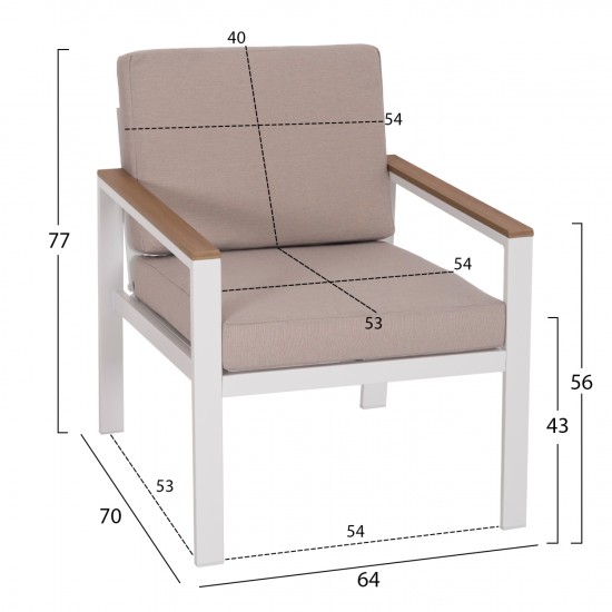 ΣΕΤ ΣΑΛΟΝΙ ΕΞ.ΧΩΡΟΥ 4ΤΜΧ SAFIN ΑΛΟΥΜΙΝΙΟ ΛΕΥΚΟ--POLYWOOD--ΜΠΕΖ OLEFIN