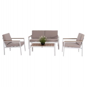 ΣΕΤ ΣΑΛΟΝΙ ΕΞ.ΧΩΡΟΥ 4ΤΜΧ SAFIN ΑΛΟΥΜΙΝΙΟ ΛΕΥΚΟ-POLYWOOD-ΜΠΕΖ OLEFIN