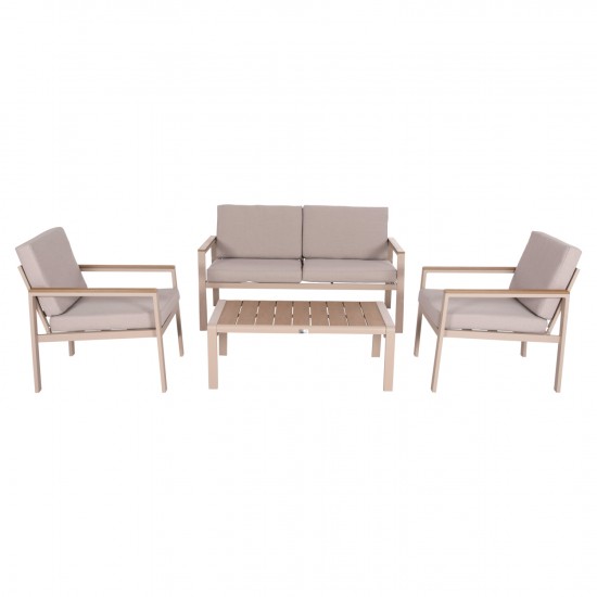 ΣΕΤ ΣΑΛΟΝΙ ΕΞ.ΧΩΡΟΥ 4ΤΜΧ SAFIN ΑΛΟΥΜΙΝΙΟ ΚΑΠΟΥΤΣΙΝΟ-POLYWOOD-ΜΠΕΖ OLEFIN