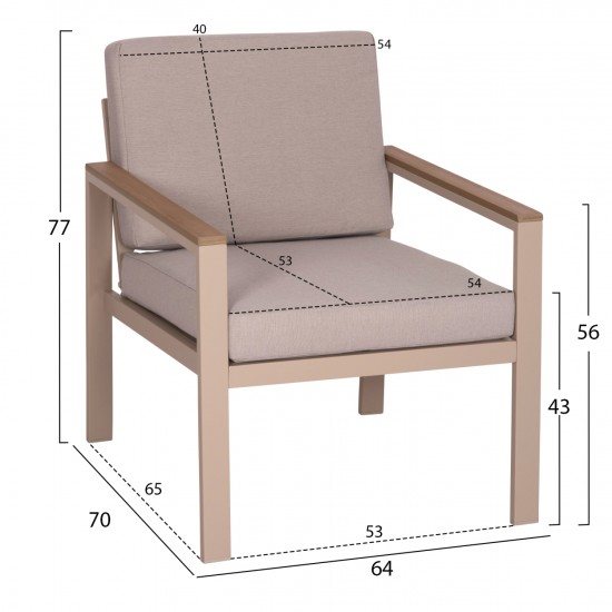 ΣΕΤ ΣΑΛΟΝΙ ΕΞ.ΧΩΡΟΥ 4ΤΜΧ SAFIN ΑΛΟΥΜΙΝΙΟ ΚΑΠΟΥΤΣΙΝΟ-POLYWOOD-ΜΠΕΖ OLEFIN