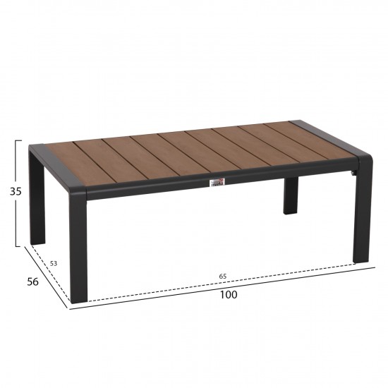 ΣΕΤ ΣΑΛΟΝΙ ΕΞ.ΧΩΡΟΥ 4ΤΜΧ SAFIN ΑΛΟΥΜΙΝΙΟ & OLEFIN ΣΚΟΥΡΟ ΓΚΡΙ--POLYWOOD