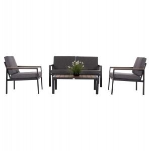 ΣΕΤ ΣΑΛΟΝΙ ΕΞ.ΧΩΡΟΥ 4ΤΜΧ SAFIN ΑΛΟΥΜΙΝΙΟ & OLEFIN ΣΚΟΥΡΟ ΓΚΡΙ-POLYWOOD