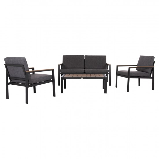 ΣΕΤ ΣΑΛΟΝΙ ΕΞ.ΧΩΡΟΥ 4ΤΜΧ SAFIN ΑΛΟΥΜΙΝΙΟ & OLEFIN ΣΚΟΥΡΟ ΓΚΡΙ--POLYWOOD