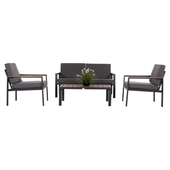 ΣΕΤ ΣΑΛΟΝΙ ΕΞ.ΧΩΡΟΥ 4ΤΜΧ SAFIN ΑΛΟΥΜΙΝΙΟ & OLEFIN ΣΚΟΥΡΟ ΓΚΡΙ--POLYWOOD