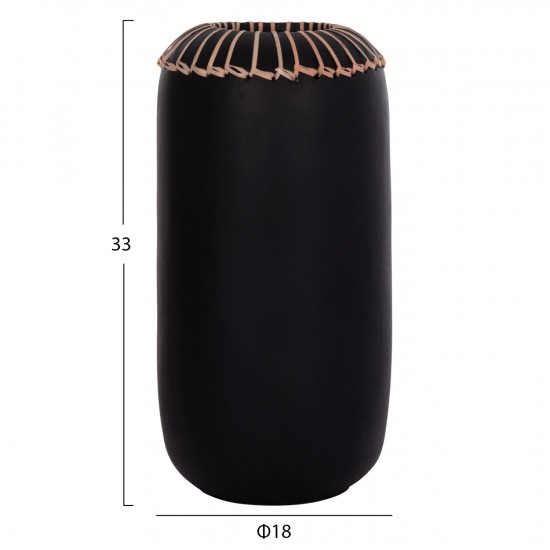 ΕΠΙΤΡΑΠΕΖΙΟ ΔΙΑΚΟΣΜΗΤΙΚΟ ΒΑΖΟ LENNOX TΕΡΑΚΟΤΑ ΣΕ ΜΑΥΡΟ--Φ18x33Υεκ.